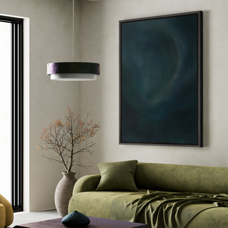Art mural encadré, impression d'art abstrait vert foncé pour chambre à coucher - 16 po x 24 po, Noir, H 24 po x l 16 po