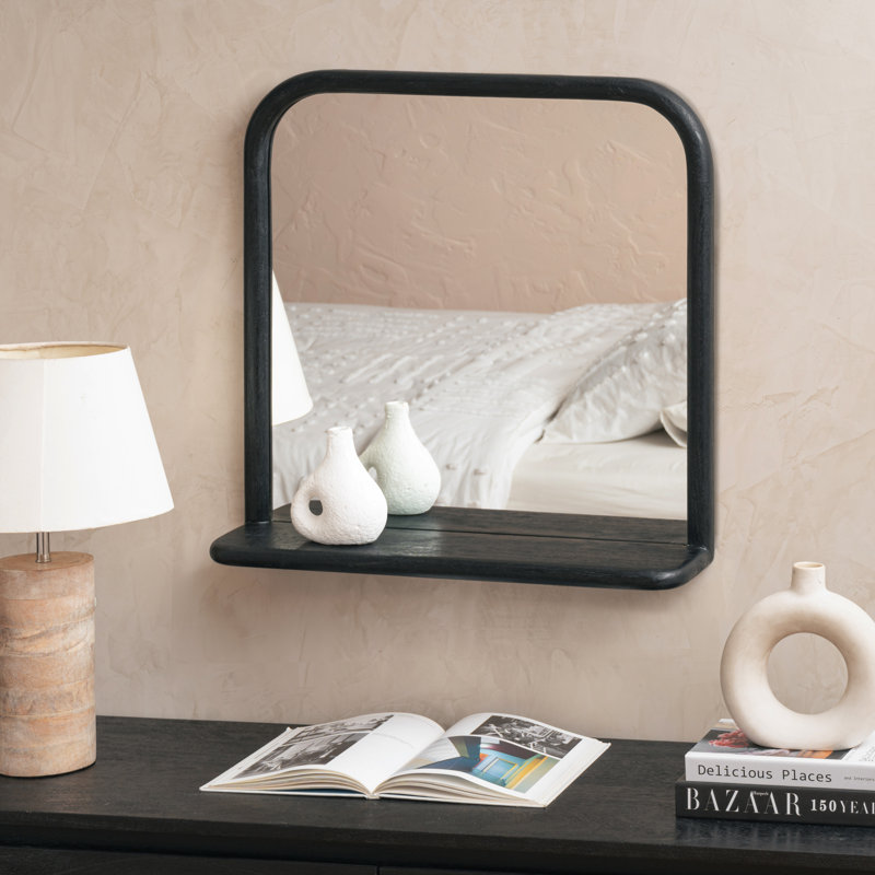Charlemont Solid Wood Accent Wall Mirror, Black