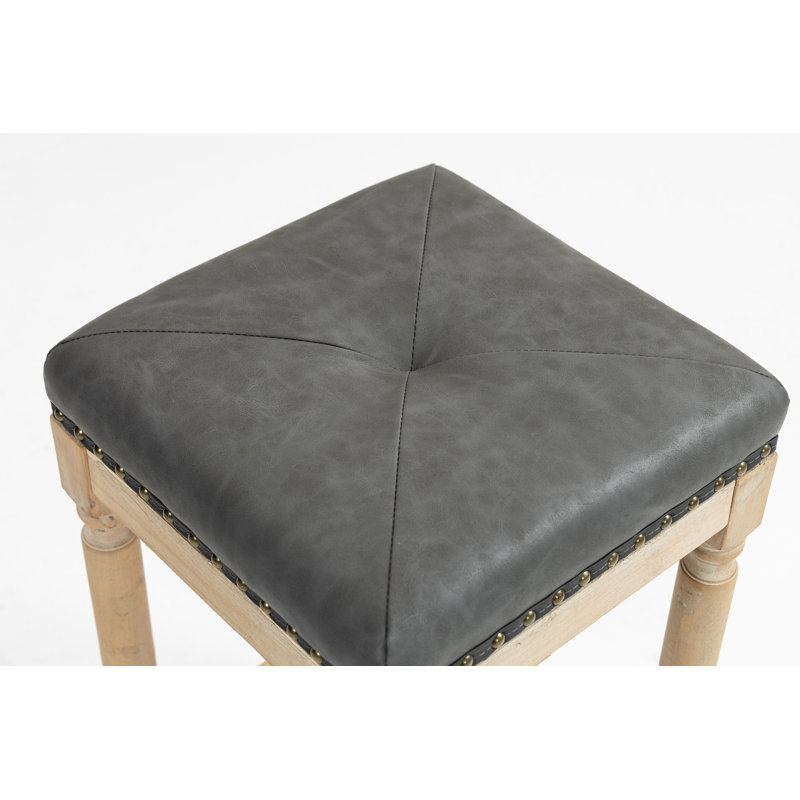 Ensemble de 2 tabourets de comptoir en bois touffeté 26 pouces
