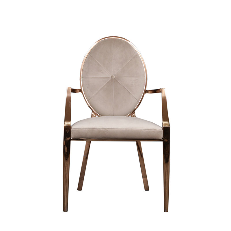 Fauteuil capitonné en velours Teagan, Taupe, Or