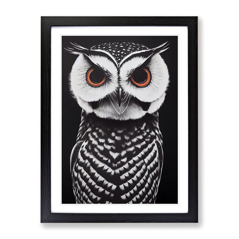 XV1022-4535X The Fierce Owl - Single Picture Frame Print, Black, 34cm H x 25cm W x 2cm D