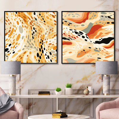 Coralien - Abstract Square Collage Set Of 2