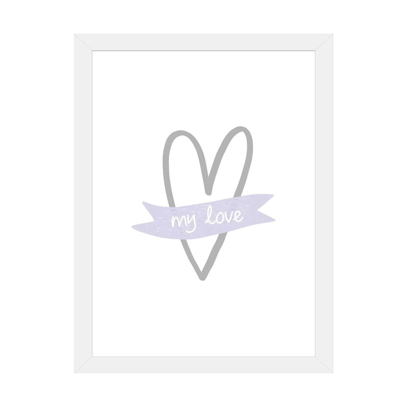 «My Love Heart», reproduction d'impression, H 32 po x l 24 po x P 1 po, Papier encadré blanc, Blanc