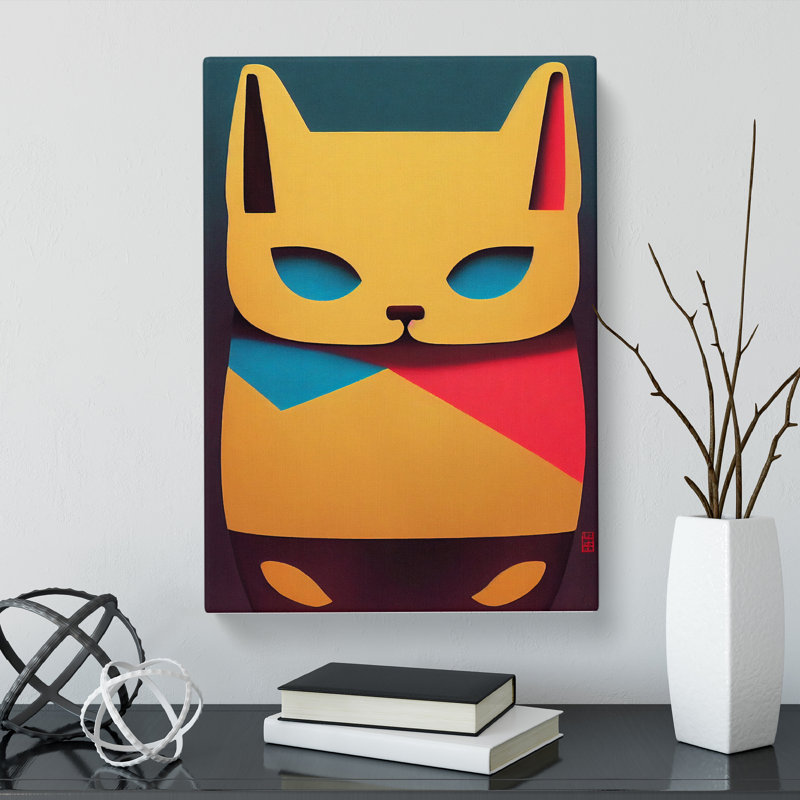 Maneki Neko Cat Cubism - Wrapped Canvas, 50cm H x 35cm W x 3cm D