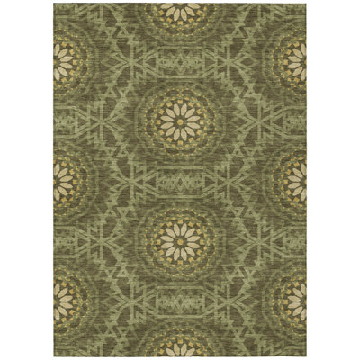 Tapis intérieur / extérieur 5 pi x 8 pi vert olive et vert artichaut lavable