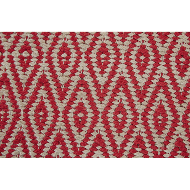 Tapis géométrique tissé à plat à la main rose / beige Cowans, Rectangle 8 pi x 11 pi