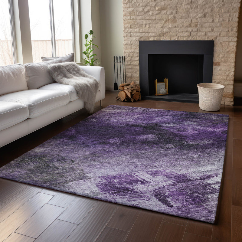Tapis mauve Premium lavable à la machine Cerrito AMF590, Rectangulaire 8 pi x 10 pi