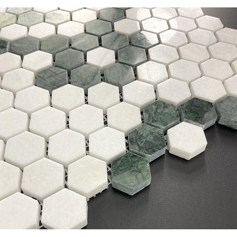 Marble 1" Hexagon With Flower Trellies Wall And Floor Tile