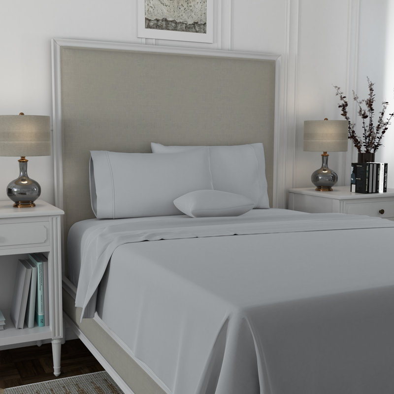 Luxury 100% Cotton Soft & Silky Wrinkle-Resistant Sheet Set, Light Gray, Twin Sheet Set + 1 Fitted Sheet + 1 Pillowcase