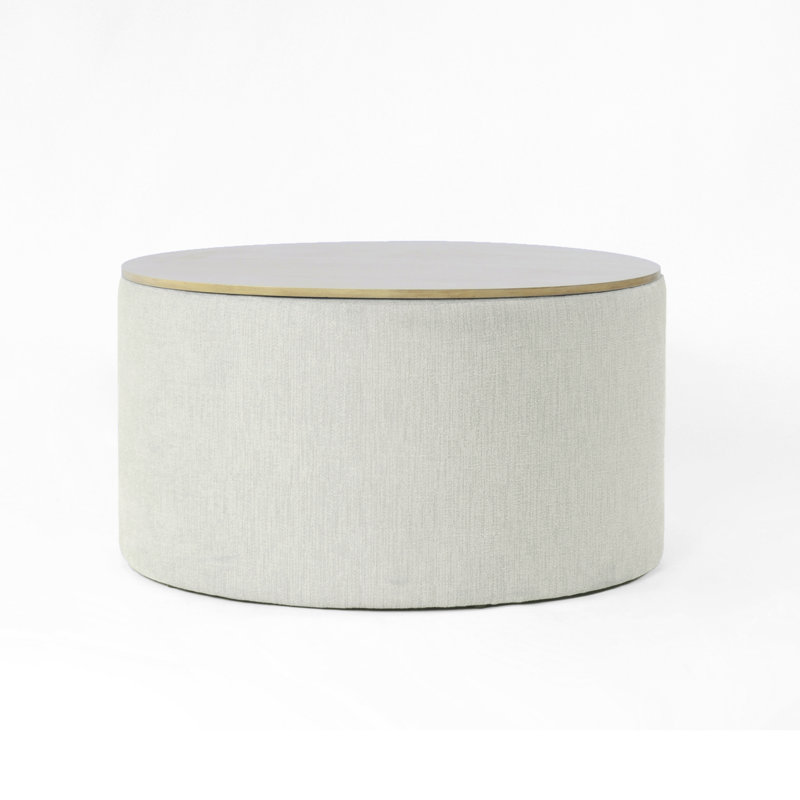 Amaresh Upholstered Ottoman, Light Gray LiveSmart/Light Brown