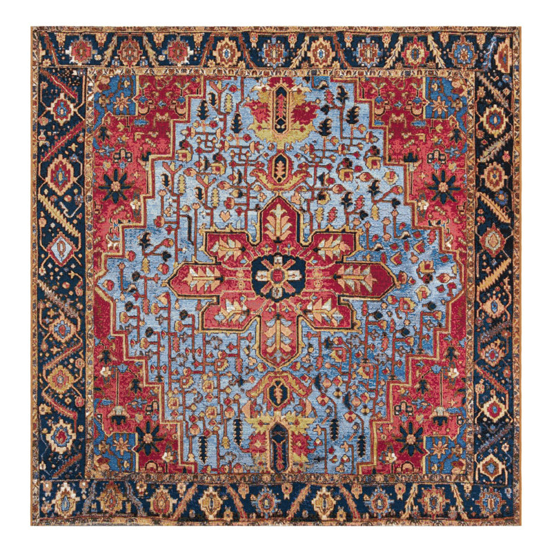 Tapis intérieur / extérieur traditionnel, Carré 7 pi 10 po