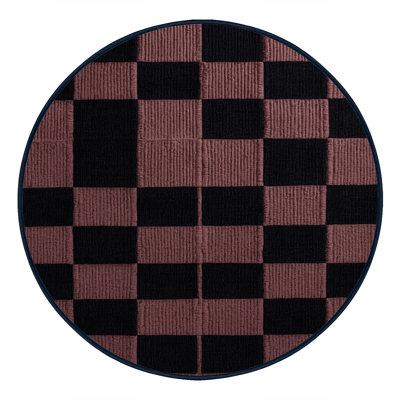 Machine Washable Checkered Blue Area Rug