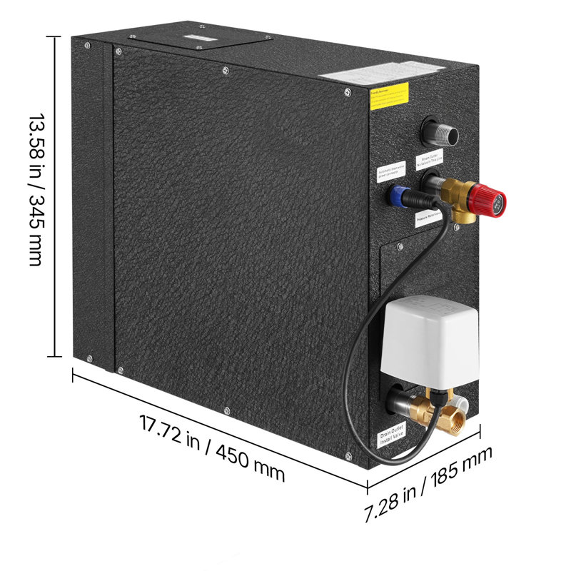 Générateur de vapeur, système de douche à vapeur de 6 kW avec contrôleur pour spa de maison, ensemble de vidange automatique commercial avec protection contre la surchauffe, la marche à sec et la surpression, efficace de 10 à 24 heures, noir