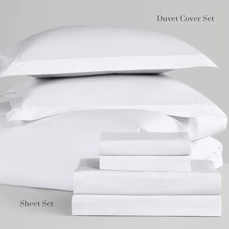 Ultra Percale Duvet Cover Set, Queen + 2 Standard Pillow Shams, White