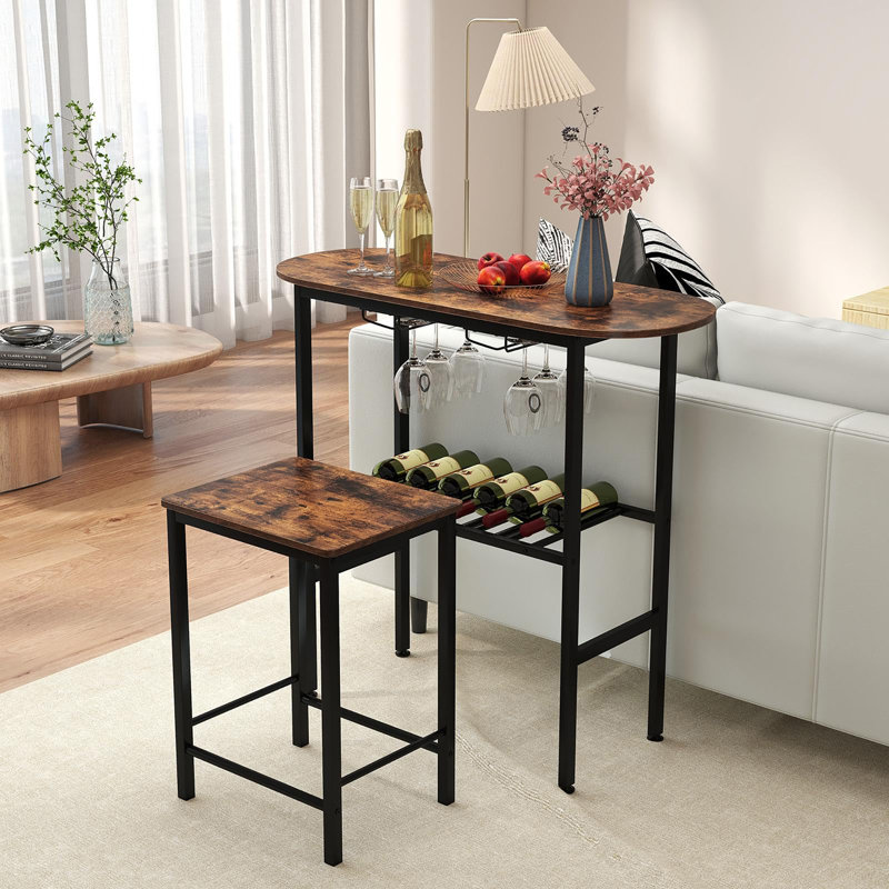 40cm Bar Set, Rustic Brown/Black