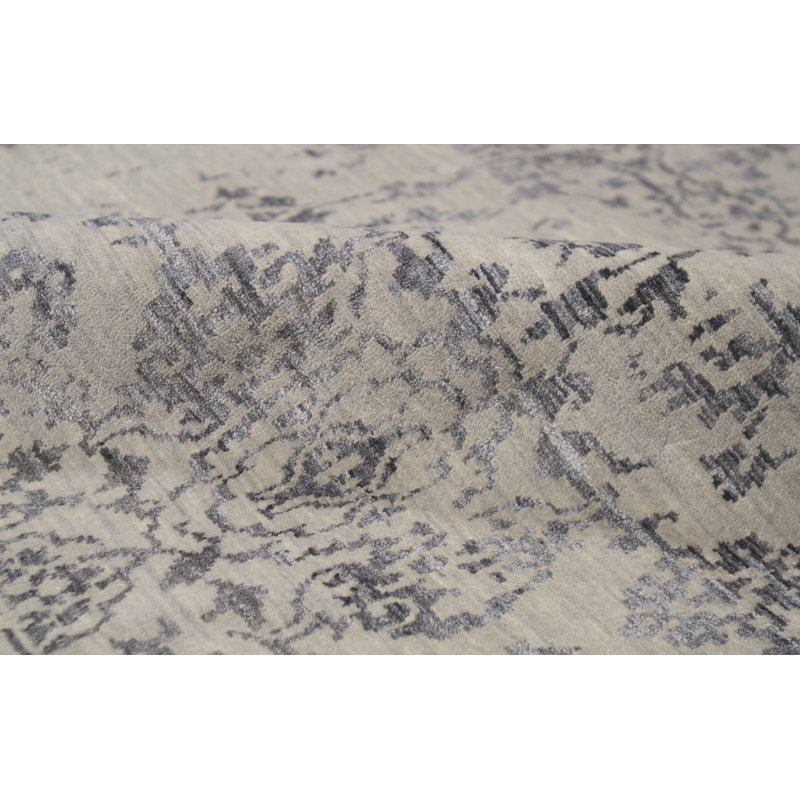 Tapis argenté / ivoire de haute qualité noué à la main Brookhaven