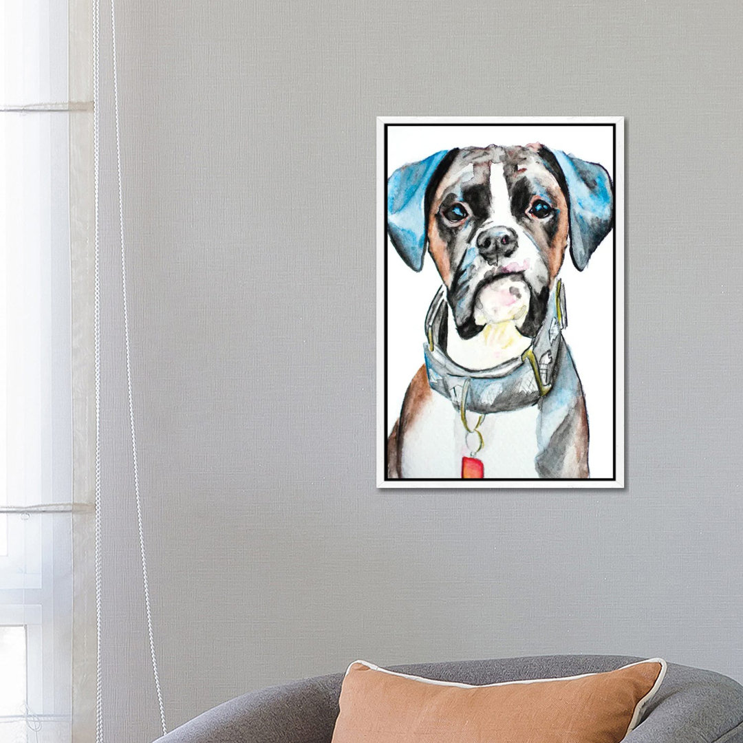 Banjo The Boxer von Allison Gray - Galerie-verpackte Leinwand Giclée auf Leinwand