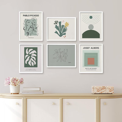 " SIGNLEADER Framed Pablo Picasso Albers Mid-Century Wall Art, Set Of 6 Abstract Geometric Wall Decor Prints, Minimalism Wall Decor For Living Room, Bedroom " by Pablo Picasso 6 - Pieces