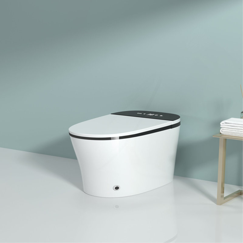 Toilette intelligente avec bidet intégré, toilette à ouverture et fermeture automatique à une pièce ADA, siège chauffant, lavage avant et arrière, affichage à DEL, veilleuse, installation brute de 12 po