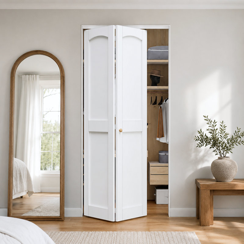 Porte pliante 30 po x 80 po à base solide et apprêtée blanche avec trousse de quincaillerie d'installation, 30 po x 80 po