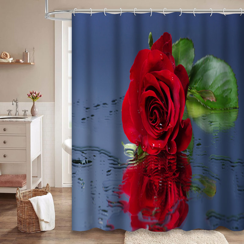 Rideau de douche Red Rose, L 72 po x l 78 po