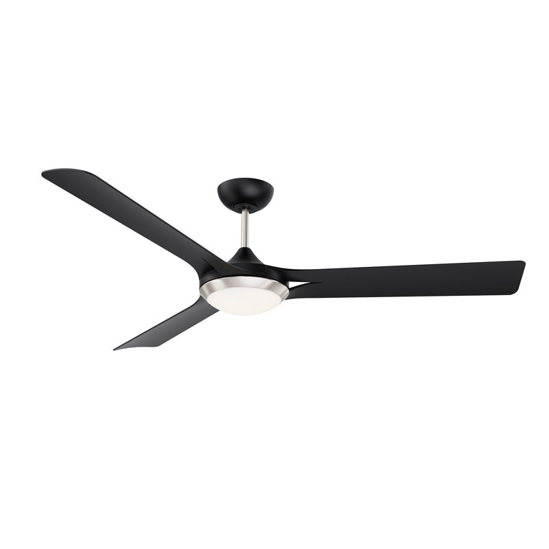 Ventilateur de plafond 60 po avec lumières DEL Gladies, Noir mat / nickel satiné