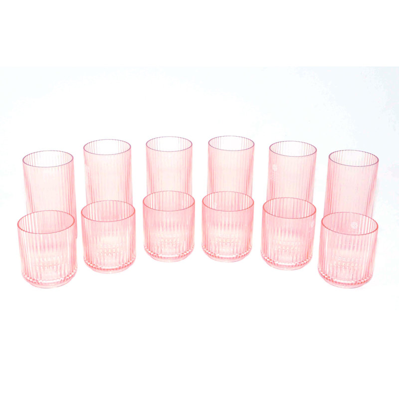 Dazaria Mesa Collection Acrylic Drinking Glass Set, Pink