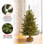 Mini sapin de Noël artificiel pré-éclairé | Comprend de petites lumières et une base de sac en tissu | Toile de jute Kensington - 4 pi