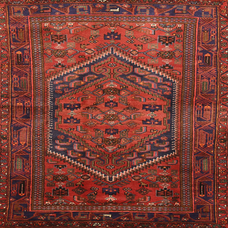 Tapis traditionnel Wahcheechee Mehroon / noir / crème, Carré 7 pi
