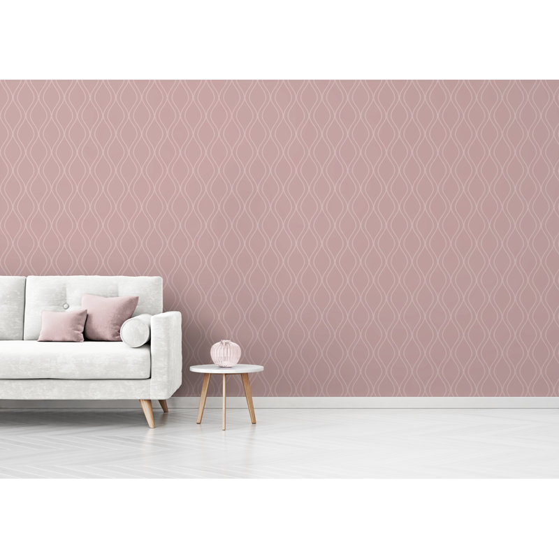 Panneau de papier peint adhésif Vaneesha Ogee, l 24 po x L 48 po, Rose