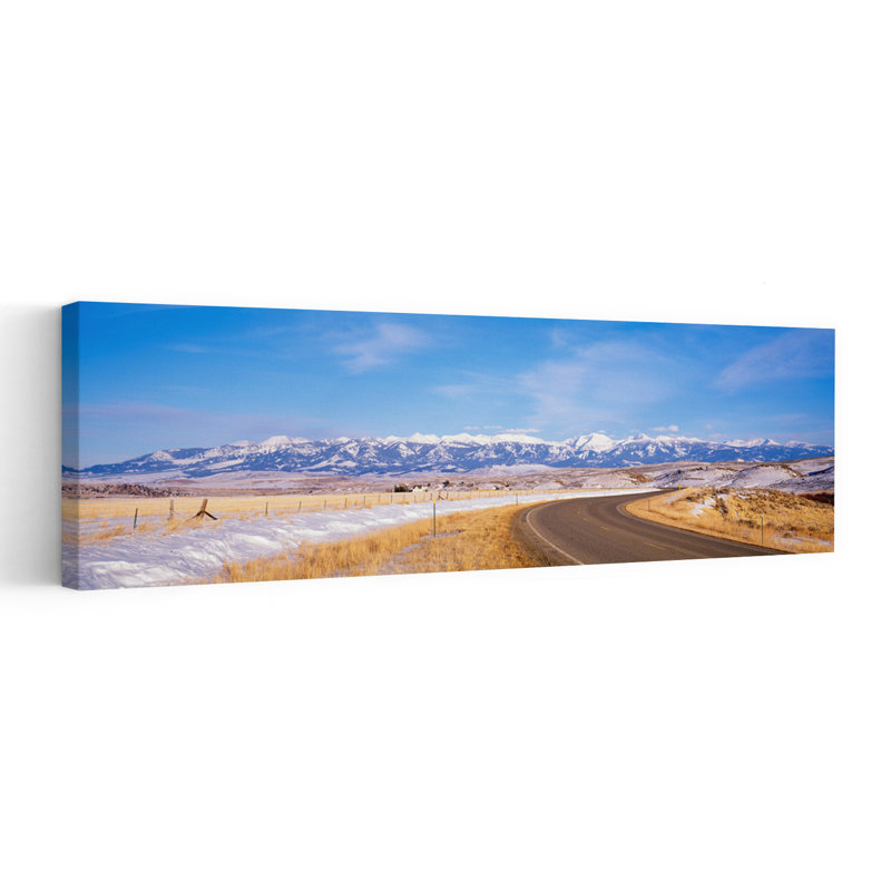 Road passing through a landscape Crazy Mountains Montana USA 1 Piece Wrapped Canvas Panoramic Wall Art