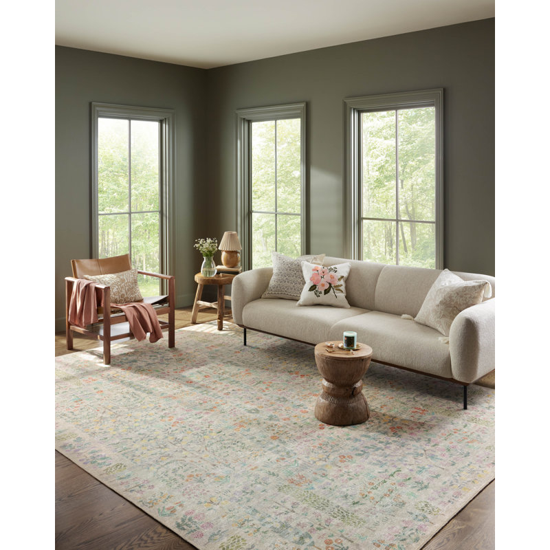 Rifle Paper Co. X Loloi Maison Grove Khaki Area Rug, Rectangle 5' x 7'6"