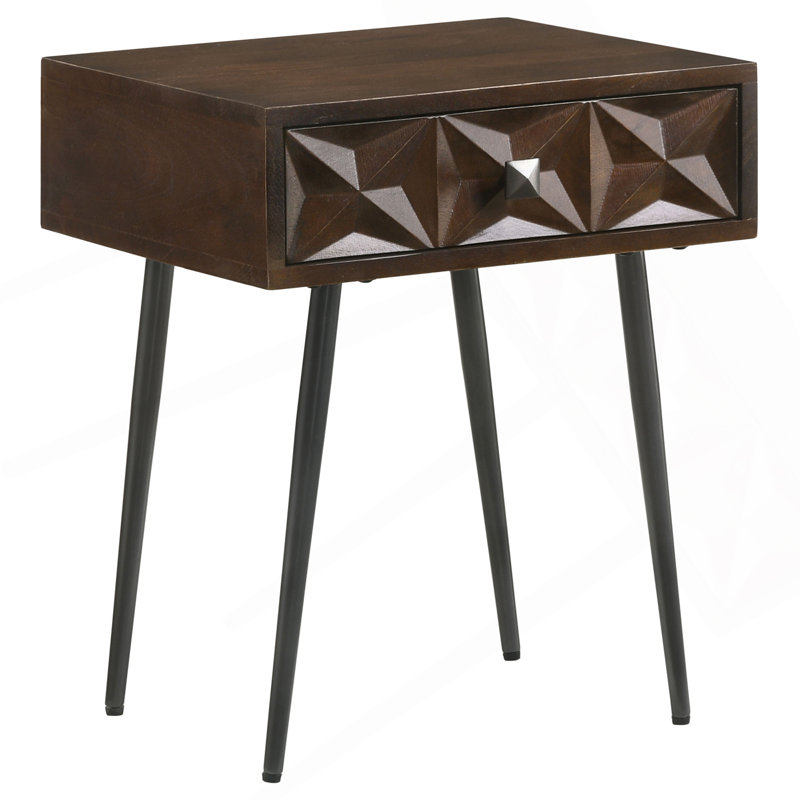 Gibson Coffee Brown 1-drawer Rectangular Side Table