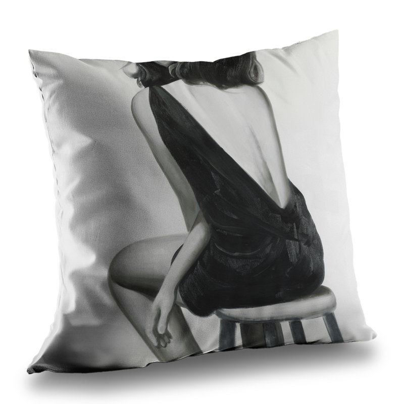 Pretty Woman - Black Poly Twill Throw Pillow – Poly Twill Throw Pillow with Insert, Double-Sided Print
