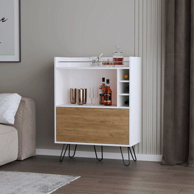 Storage Bar Cabinet With Drop-Down Door And Wine Storage