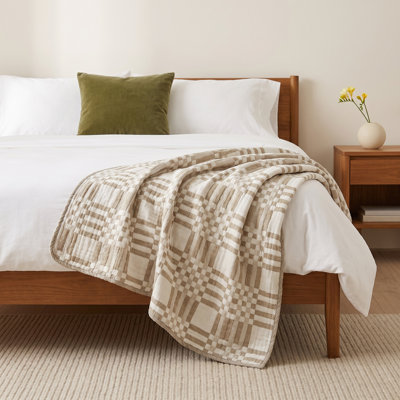 Simple Plaid Cotton Jacquard Throw Blanket