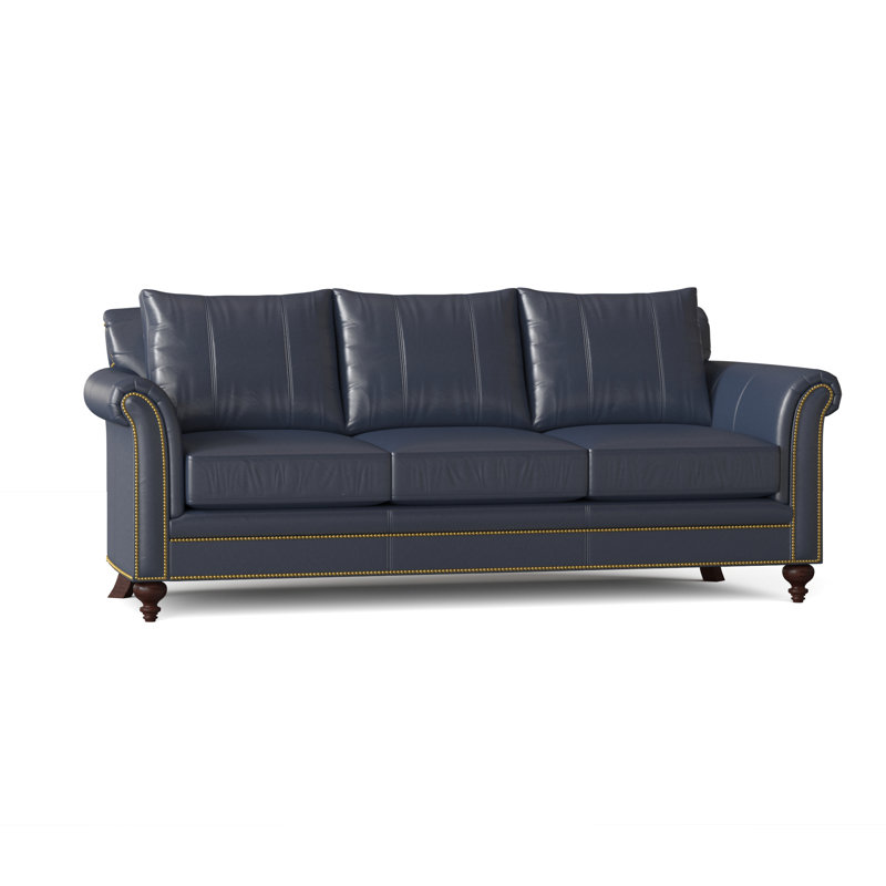 Richardson Sofa, Aline Fumo Genuine Leather, Mahogany, French Natural