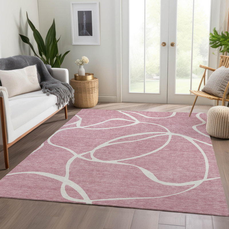 Premium Machine Washable Corum AMF999 Swirls Rug, Rectangle 10' x 14'