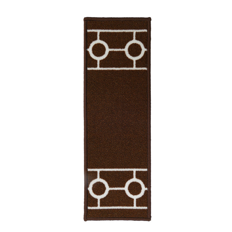 Tapis d'escalier antidérapant lavable à la machine, bordé d'une chaîne de 8,5 po x 26 po, couleurs et options, Brun, 13