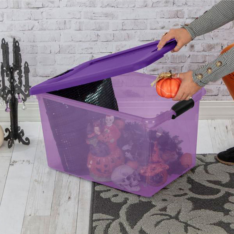 Sterilite 64 Quart Latching Plastic Storage Box Container Tote, Orange, 6 Packs
