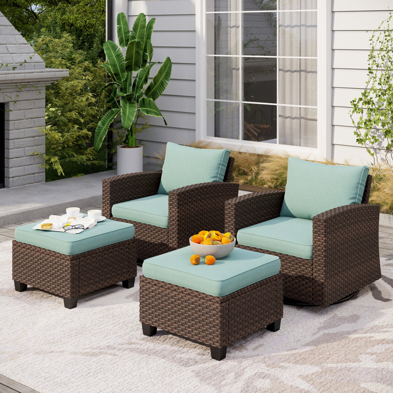 Outdoor Wicker Patio Seating Set, Blue