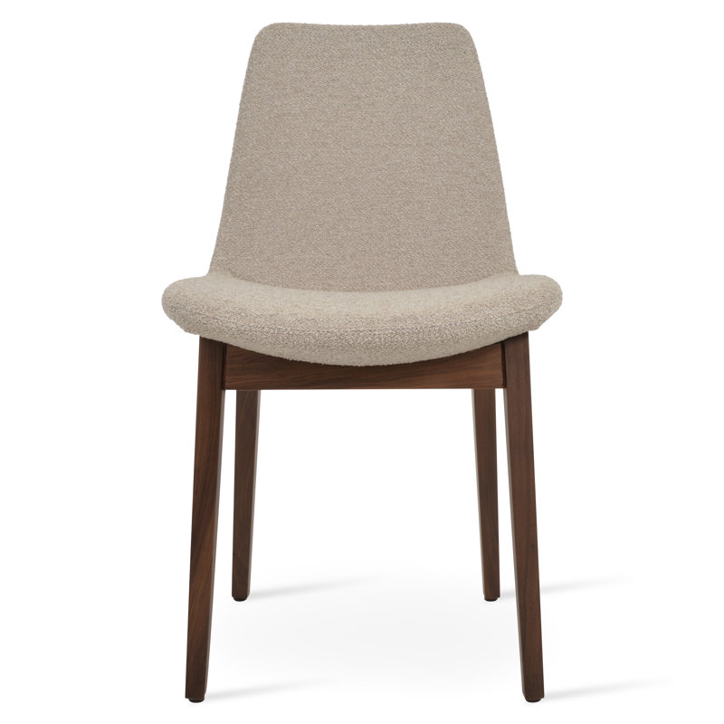 Eiffel Wood Dining Chair, Walnut, Beige Boucle