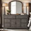 Commode 6 tiroirs, 2 portes, finition gris fumé