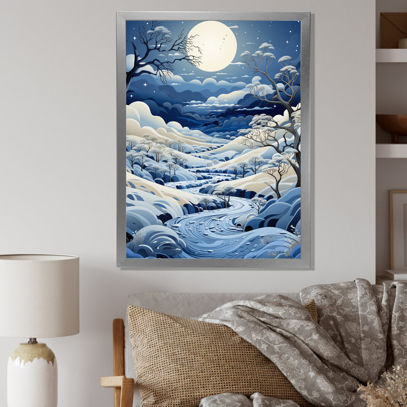 Snow Winters Moon Solitude I - impression, Cadre photo argenté, H 44 po x l 34 po x P 1,5 po