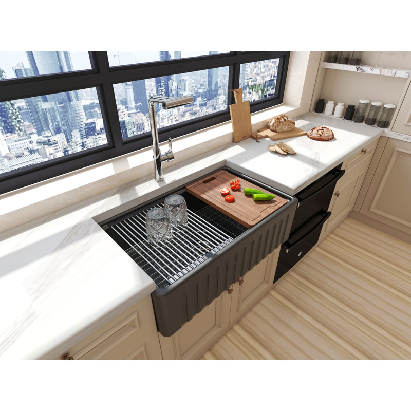 MEJE 1290.32mm W Single Bowl Ceramic Kitchen Sink