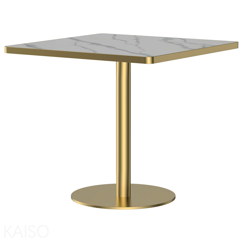 Table carrée bistro moderne tulipe 31,5 pouces avec plateau en faux marbre, facile à assembler, structure en métal robuste