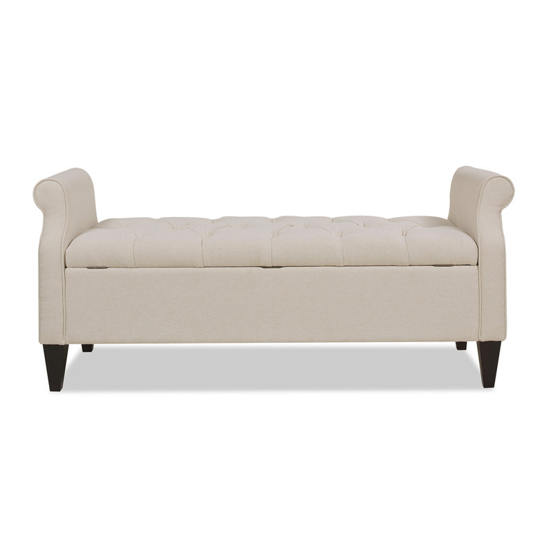 Banc de rangement à accoudoirs roulés 57,5 po Jacqueline, polyester ciel neutre, Beige