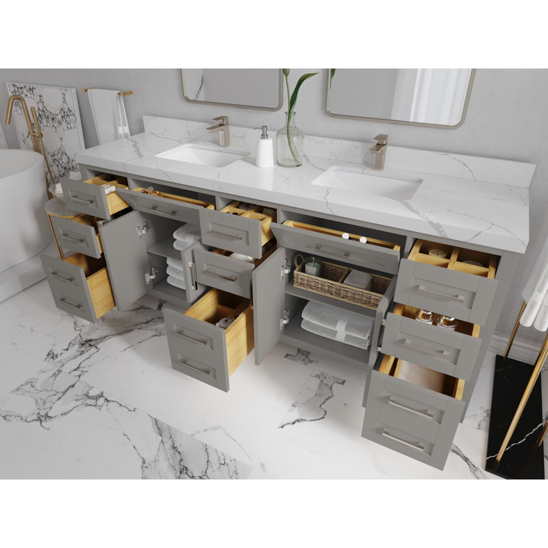 84 po Cambridge X P 22 po De meuble-lavabo double D Empira quartz, Noir Calacatta