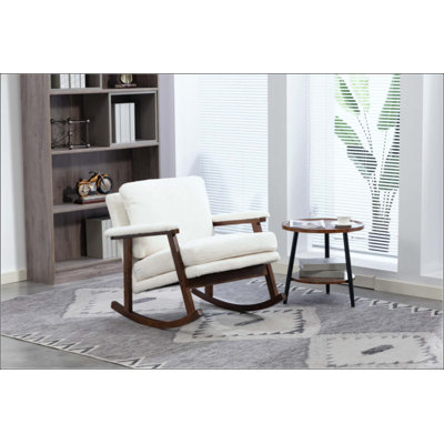 Chaise d'appoint Mid-Century moderne, chaise berçante avec structure en bois, chaises de salon rembourrées, fauteuil de lecture pour véranda de chambre à coucher