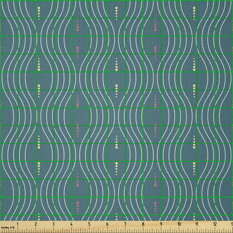 Tissu abstrait Ambesonne par The Yard, motif moderniste avec des lignes ondulées et des pois, l 36" x L 72"